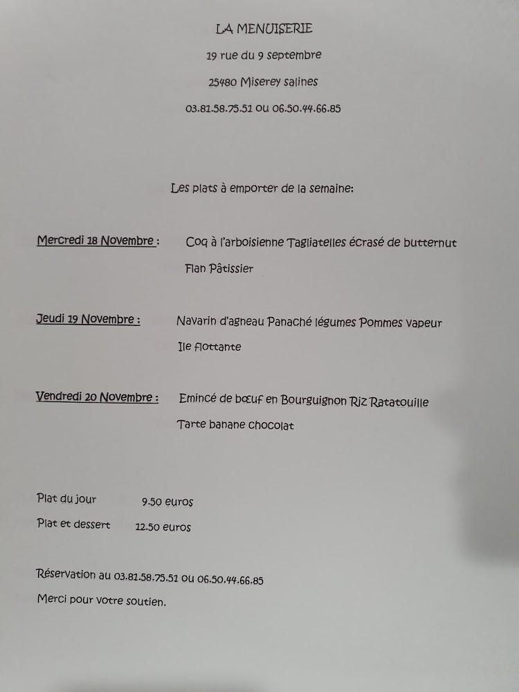 Restaurant La Menuiserie - Menu Image 1